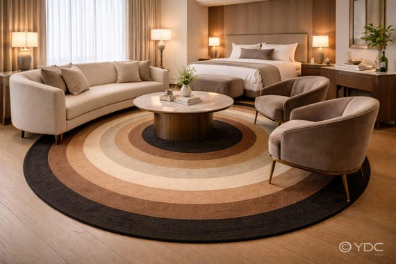 Hand Tufted Round Kids Area Rug – Neutral Rainbow Nursery & Playroom Décor