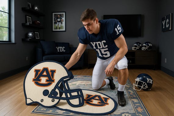 Elegent Helmet: Hand Tufted Wool Rug for Kids Room Handmade Custom Are Rug for Home Decor,Office and etc.