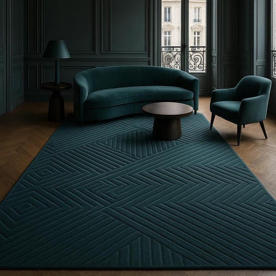 Rug with Carved chevron and Diamond Design Rug  It is Hand Tufted Rug  From 100 % Pure Wool Rug