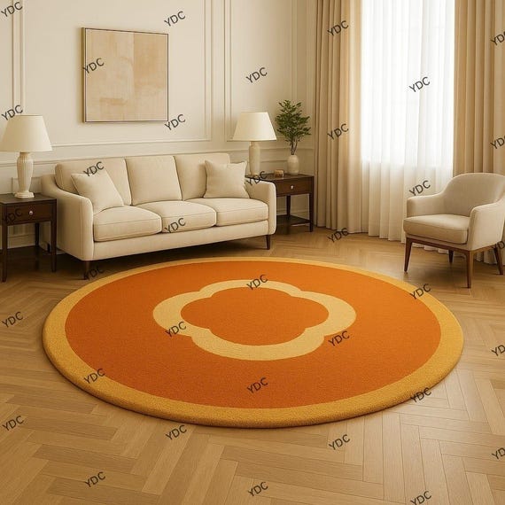 Hand-Tufted Wool Round Rug, Sunny Bloom Design, Kids Room Carpet