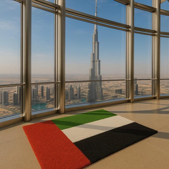 Hand Tufted UAE Flag Area Rug – Wool Geometric Design