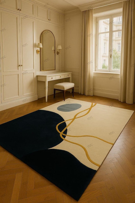 Luxurious 100% Viscose  Rug with Bold Black Border" Hand Tufted Rug for Home Decor ,Kids Room Rug, Living Room Rug, Bed Room Rug Mfd By -YDC