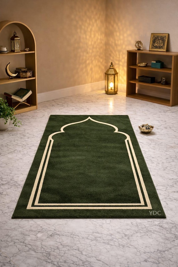 Islamic Prayer Rug, Hand Tufted Wool Mosque Arch Prayer Mat
