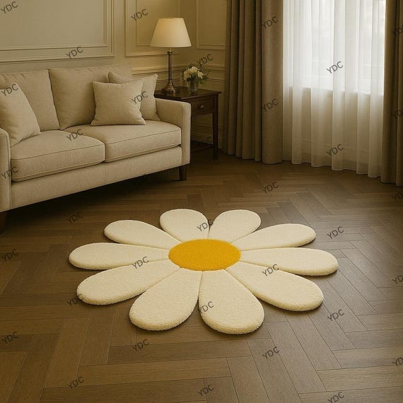 Flower Shape Irregular Hand Tufted Wool Rug – Kids & Modern Area Rug
