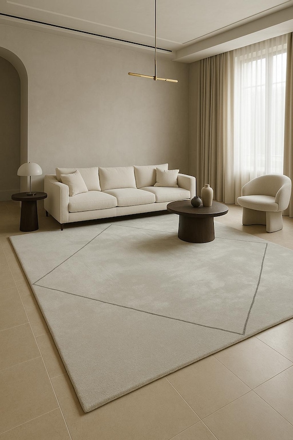 Understated Glamor: Silky Viscose Rug with Diamond Frame" for Home Decor , Living Room Rug, Bed Room Rug Mfd By -YDC