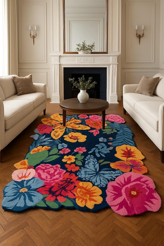 The Blossom Floral Hand tufted Rug for your home decor Living room, Bed room, Girls room , Wall Decor, Drawing room and many more