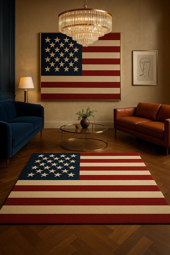Hand Tufted American Flag Rug, USA Stars & Stripes Area Rug, Custom Wool Carpet