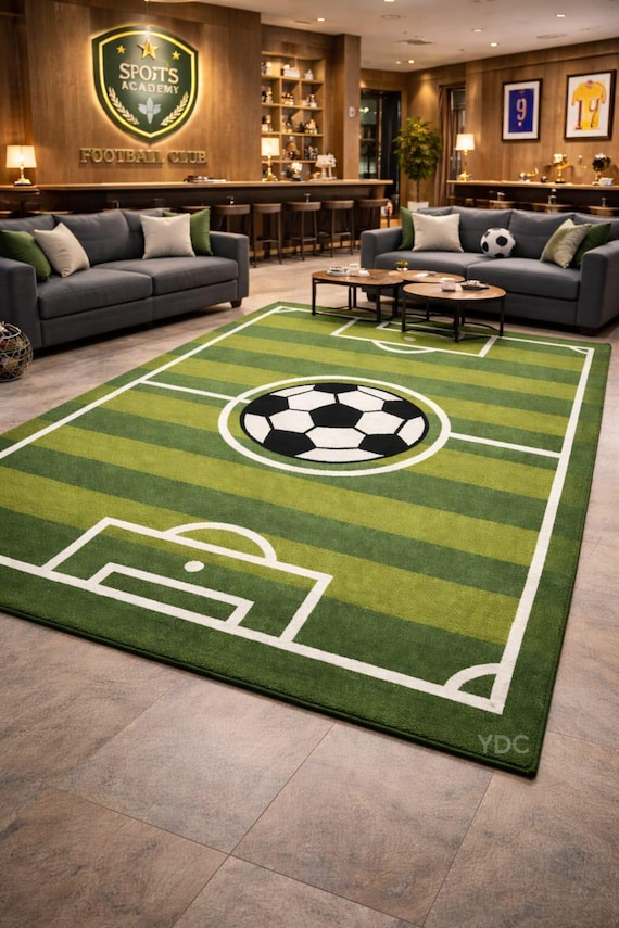 Hand Tufted Soccer Field Area Rug – New Zealand Wool Kids Sports Carpet