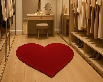 Hartvormig vloerkleed | Handgetuft wollen tapijt | Romantische slaapkamerdecoratie | Aangepast formaat