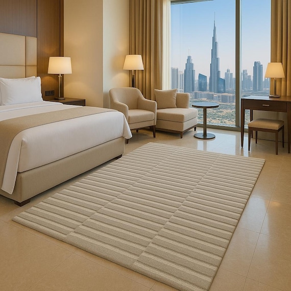 Textured Elegance: Hand-Tufted Neutral Area Rug" 5x8 Rug for Home Decor Living Room Bed Room Kids Room Large Area Wool Rug By-YDC