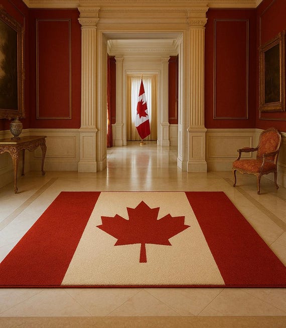 Canadian Flag Rug, Hand Tufted Wool Red White Maple Leaf Area Rug