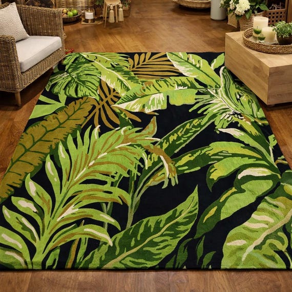 Jangala Botanical Hand tufted Rug for Living room ,Bed room, Kids room, Office room and many other place.