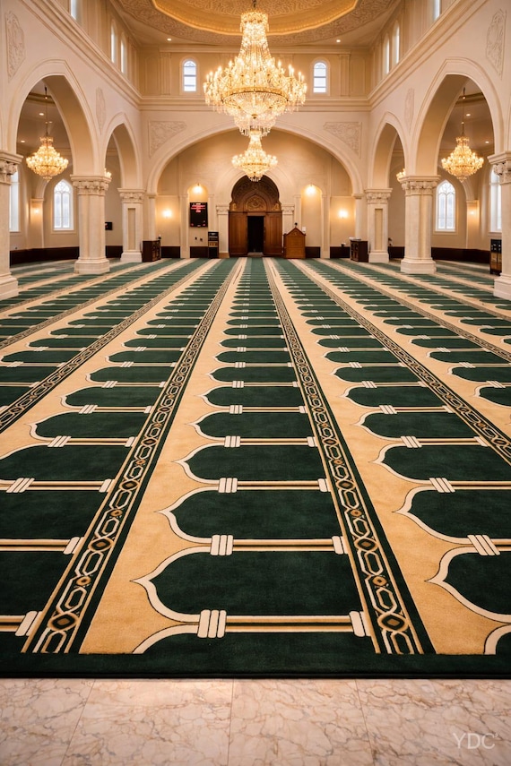 Islamic Mosque Carpet, Hand Tufted New Zealand Wool Prayer Rug