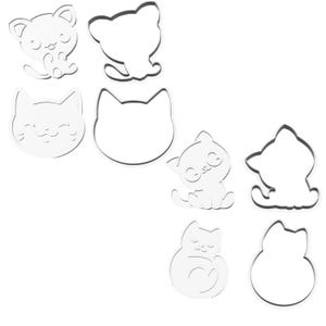 Cat Cookie Cutter Set - 4 Detailed Biscuit Cutters for Baking, Fondant, Dough & Clay Crafts