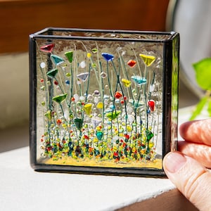 Fused Glass Art Vase, Stained Glass Vase, Handmade in France – Unique Wildflower Decor, Birthday Gift, New Home Present, Romantic Gift