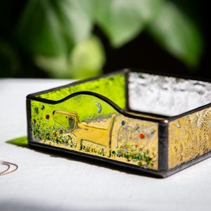 Stained Glass Dachshund Tray: Handmade Fused Glass Dog Keepsake