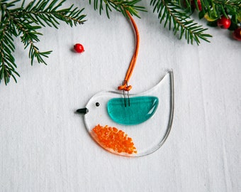 Oiseaux mignons, cadeaux de Noël, ornements en verre fondu,