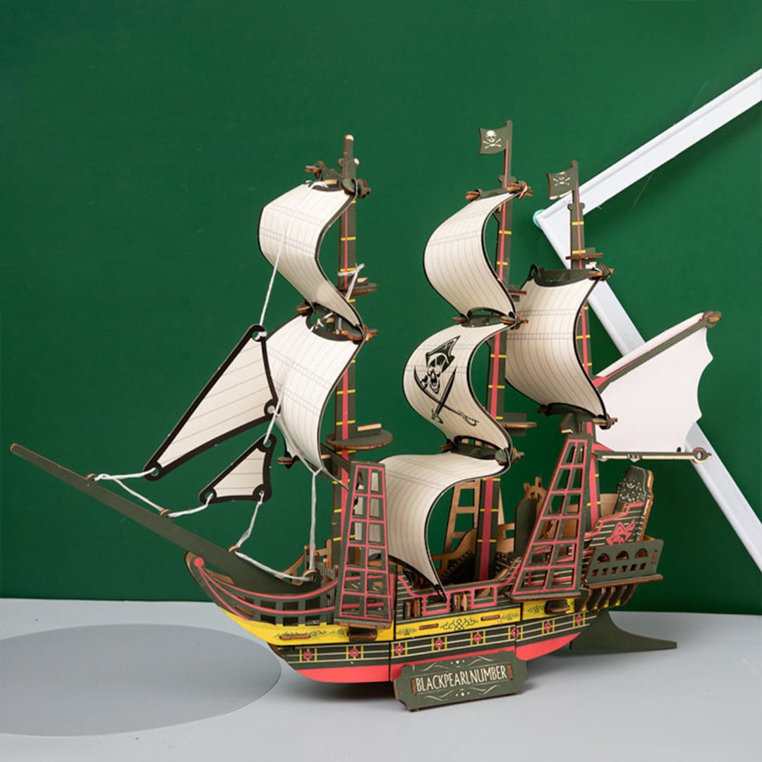 Black Pearl Pirate Ship 3D Wooden DIY Handmade Mechanical Toys Etsy