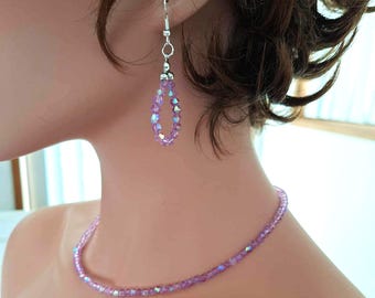 Crystal Necklace & Earrings Set – Handmade Jewelry. Sparkling Gift for Her, Elegant Boho Style