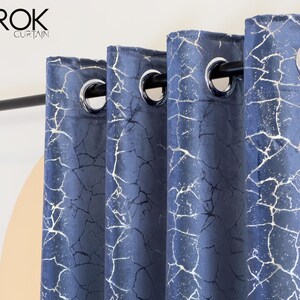 Blue Velvet Curtains with Silver Print, Luxury Velvet Curtains, Print Velvet Curtains, Custom Curtain Panels, 12 Color & 6 Heading Options