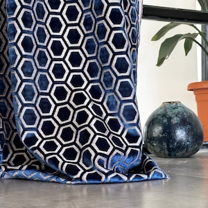 Patrones hexagonales de Jacquard de panal, cortina para dormitorio y sala de estar, 8 opciones de color, 6 tipos de encabezado, paneles de cortina personalizados extra largos