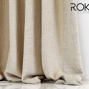 Pleated Linen Curtain Panels, Natural Look Linen Curtains, Custom Size Linen Drapes, Luxury Drapes Curtain, 6 Color Options, 9 Heading Types