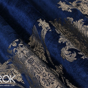 Damask Chenille Jacquard Curtains, Border Design Drapery Panel, Custom Size Curtain, 6 Color Options, Elegant Living Room & Bedroom Window