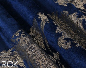Damask Chenille Jacquard Curtains, Border Design Drapery Panel, Custom Size Curtain, 6 Color Options, Elegant Living Room & Bedroom Window