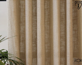 Pinch Pleat Linen Curtain Panels, Double French Pleated Linen Curtains, High Quality Luxury Pleated Linen Drapes, 5 Colors,3 Heading Options