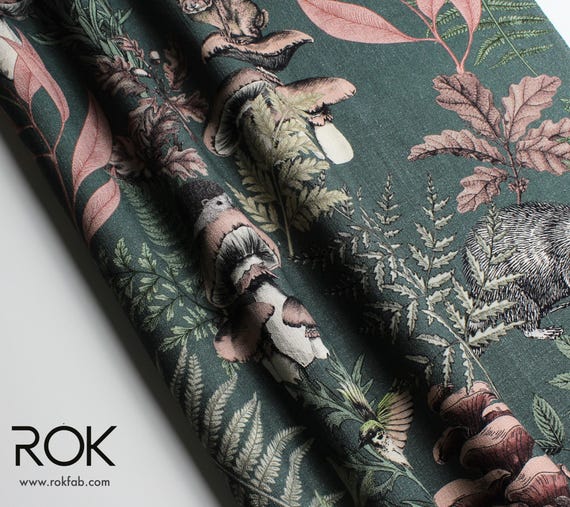 Forest Print Curtains, Nature Inspired Design on Natural Fabric, Printed Curtains with Natural Background, 4 Styles, 5 Hanging Options