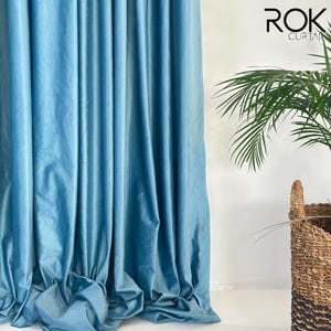 Pencil Pleat Blue Velvet Curtain, Custom Velvet Drapes, Luxury Velvet Panels, 9 Heading Types, Extra Long Curtains