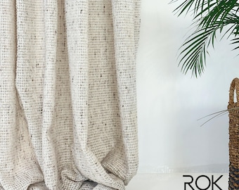 Pleated Faux Linen Curtain, Custom Textured Drapery Panel, 7 Color Options, Adjustable Length, 9 Heading Styles, Rustic Linen Look Curtains