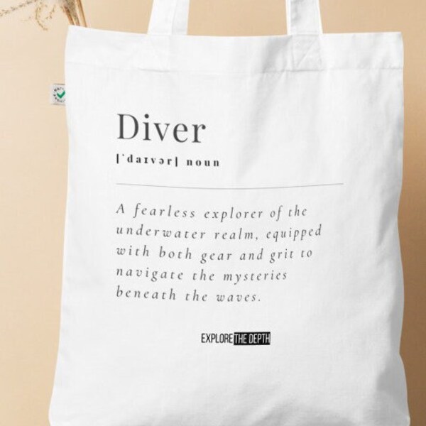 Taucher Tauchen Diver Diving - Bio-Baumwolle Bio-Fashion-Stoffbeutel Gymsac Stoffbeutel Tasche Hipster Sportbeutel bedruckt weiß