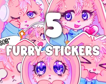 5 PACK Furry Stickers Commission