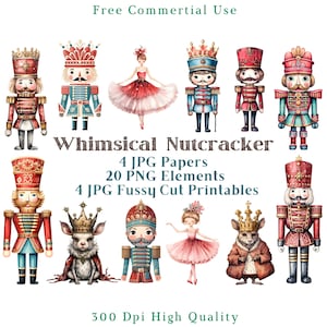 Clipart caprichoso de quebra-nozes, imagens de corte exigente de quebra-nozes, clipart de Natal CU, gráficos de quebra-nozes Scapbook PNG, fundo transparente