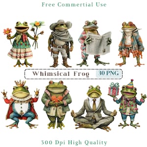 Imágenes prediseñadas de rana caprichosa, imágenes prediseñadas de ranas extravagantes, PNG de sapo de medios mixtos, imágenes de Hoptoad, imágenes de fondo transparente, 300 DPI, anuro divertido