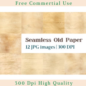 May include: Twelve seamless old paper textures in a digital download. Each texture is 300 DPI and can be used for commercial projects.