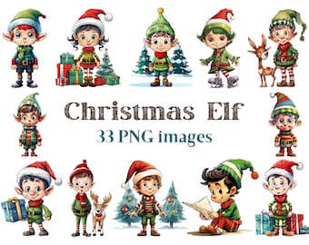Christmas Elf Clipart, Cute Elves Clip Art Png, Christmas Image, CU Clipart, Bundle Transparent Background picture, 300 DPI, Elves Picture