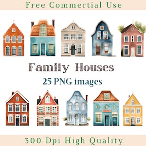 Familiehuis illustratie clipart, huis clip art png, digitale gebouwafbeelding, commercieel gebruik, bundel transparante achtergrondafbeelding, 300 dpi