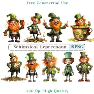 Clipart capriccioso del leprechaun, clipart del leprechaun CU, grafica PNG degli elfi dei soldi irlandesi, elementi stravaganti, kit Digi del diario, stampabili di taglio fussy