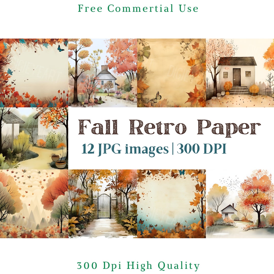 Retro Fall Theme Fall Retro Paper Clipart, Vintage Autumn Sceens & Pages, Retro Backdrop ...