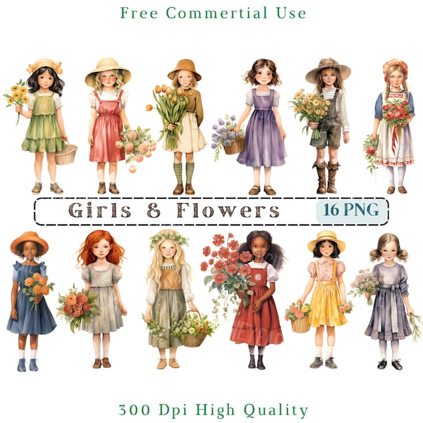 Imágenes Prediseñadas de niñas y flores, imágenes prediseñadas de niñas, imagen de niños, imágenes de niños lindos, uso comercial, imagen de fondo transparente, chica de campo Png