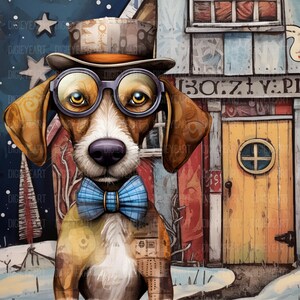 Whimsical Dogs Clipart, Quirky Dog Clip Art, Mixed Media Dog PNG ...