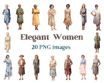 Elegant Women Clipart, Women Clip Art, Ethnic Diversity Images, Commercial Use, Transparent Background picture, 300 DPI, Ladies Png