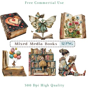 Watercolor Books Clipart, Book Lovers Clip Art, Book Jpg, Books Images, Bundle White Backgound pictures, 300 DPI, Reading Pictures