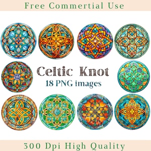 Vitrail celtique noeud Clipart, noeud irlandais Clip Art Png, celtique graphique CU Clipart, image de fond Transparent, 300 DPI, noeud irlandais