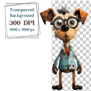 Whimsical Dogs Clipart, Quirky Dog Clip Art, Mixed Media Dog PNG ...