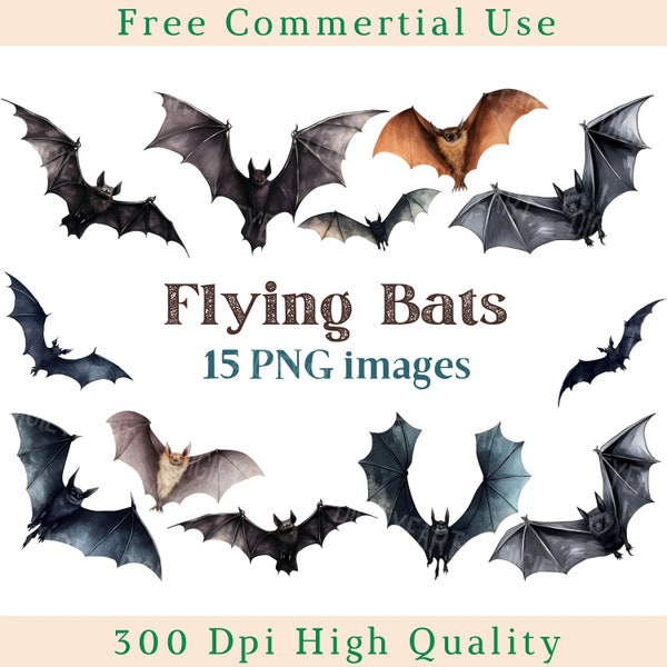 Flying Bats Clipart, Bat Clip Art Png, Halloween Image, Commercial Use, Bundle Transparent Background picture, 300 DPI, Flittermouse Clipart