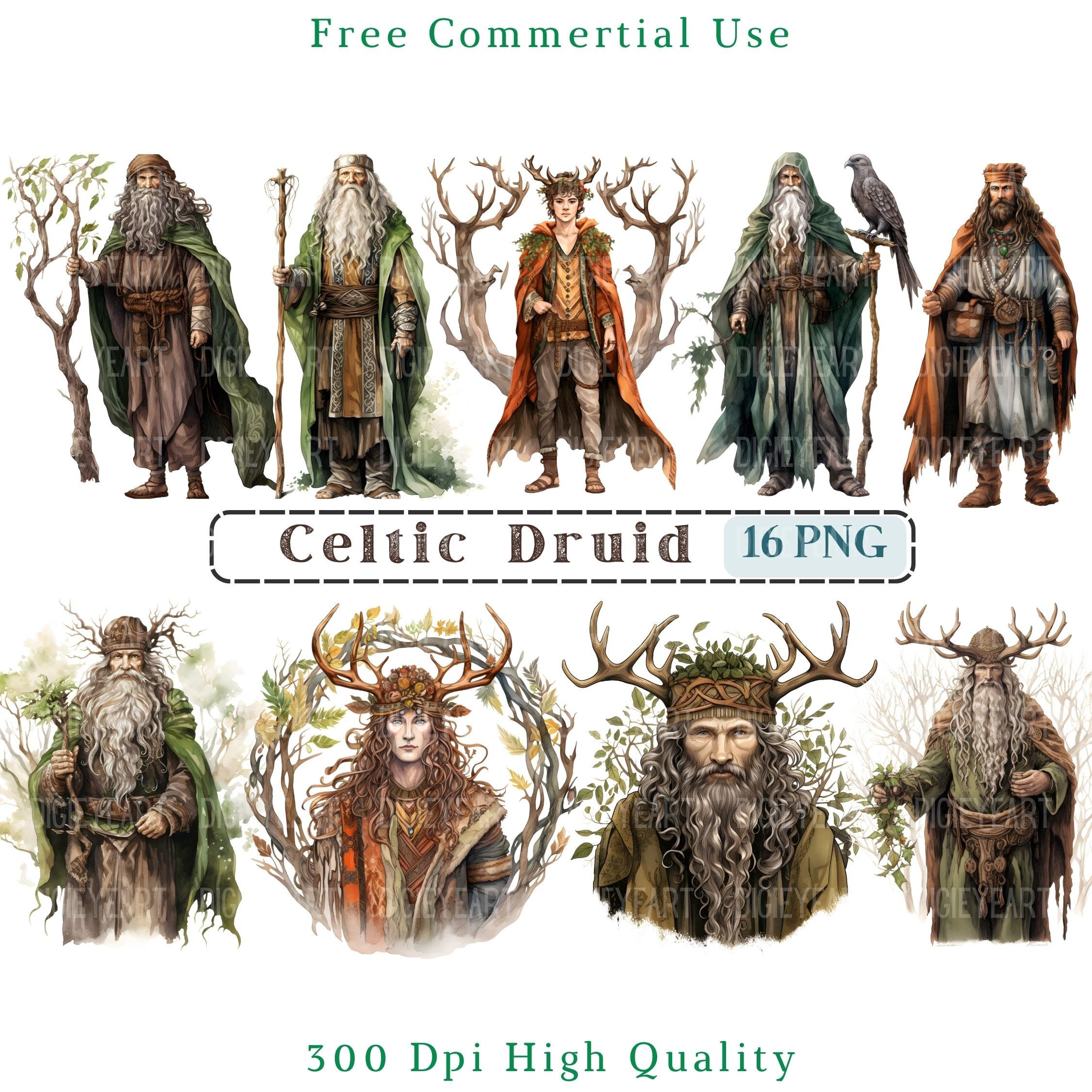 Watercolor Celtic Druid Clipart, Irish Wizard Clip Art Png, Celtic