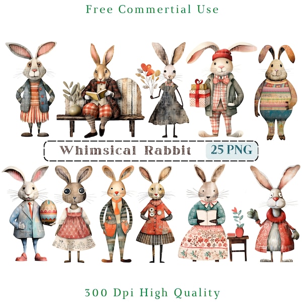Whimsical Rabbit - Etsy